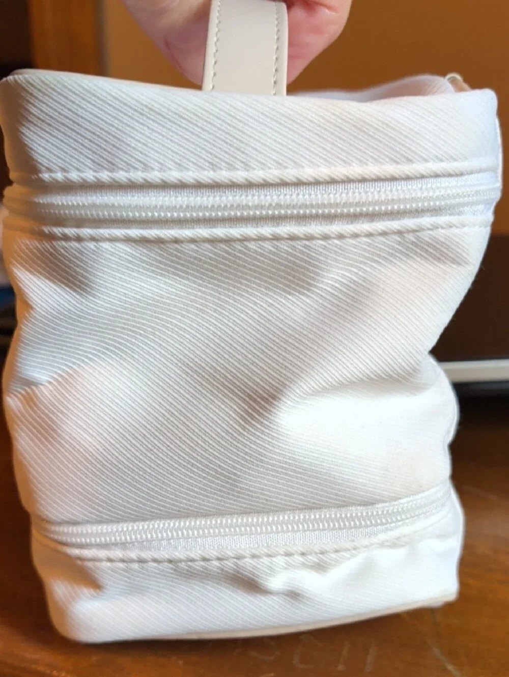 Dior Beauty White Woman's Small Toiletry Pouch with Metal Logo